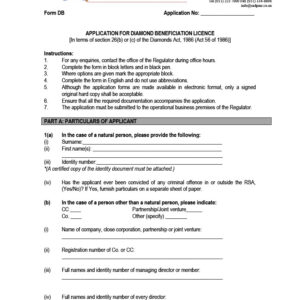 Diamond Licence Copy of I.D Document Tax Clearance Certificate Proof of Adequate Financial Ability Proof of Technical Ability; For a certificate course visit Diamond Education for Diamond Licence