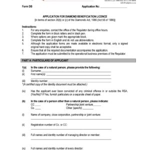 If you want to deal in rough, uncut, or unpolished raw diamonds you need to obtain a diamond dealers licence from the South African Diamond and Precious Metals Regulator (SADPMR). No person is allowed to be in possession or trade-in unprocessed diamonds without a licence or permit. All applications for a diamond dealers licence (DD) are made through the South African Diamond and Precious Metals Regulator which was established in terms of the Diamond Act, 56 of 1986, as amended and the Precious Metals Act, 36 of 2005. The South African Diamond and Precious Metals Regulator is responsible for the regulation of diamonds, gold, and platinum group metals.