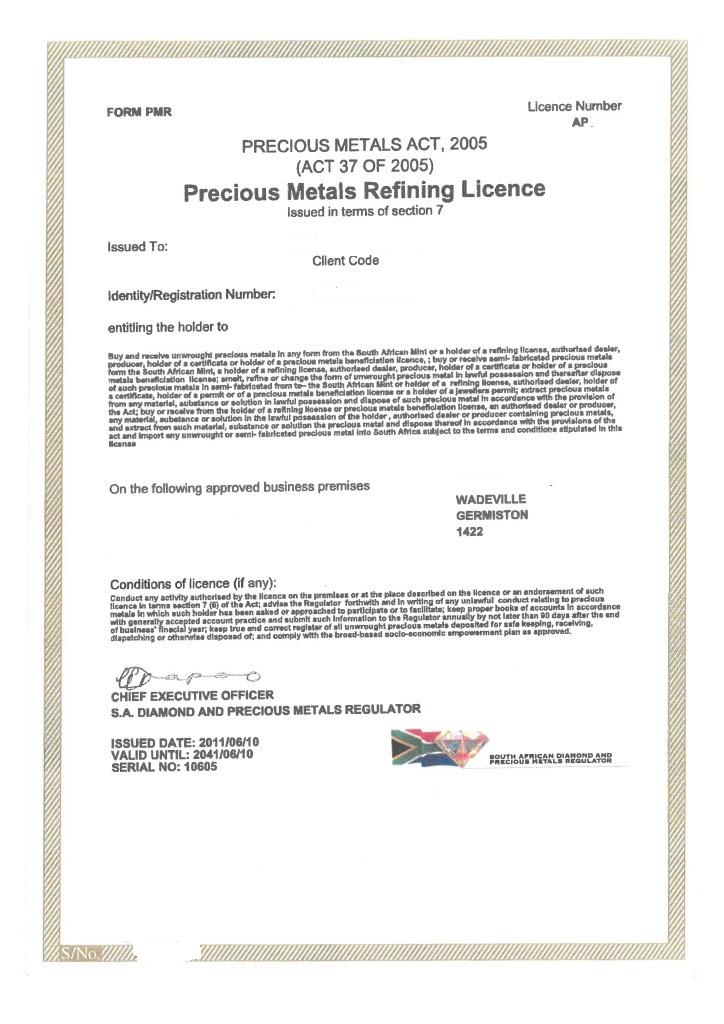 Refining Licence for refinery