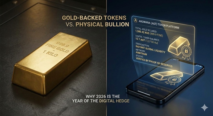 Is 2026 the end of physical bullion dominance? token gold gold-backed tokens 2026, physical bullion vs digital gold, Arowana AGT token news, real-world asset tokenization, gold price record March 2026, gold as DeFi collateral, tokenized precious metals,